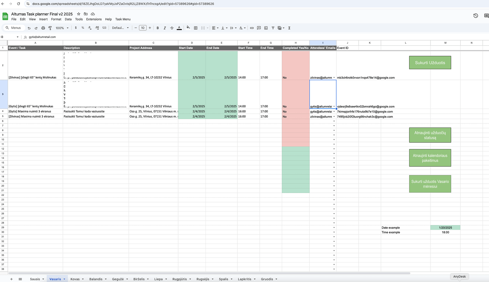 Google Task planner bendras